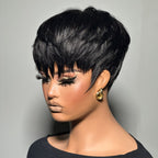 Elle Vane Put On & Go Natural Black Short Pixie Cut Wig With Bangs