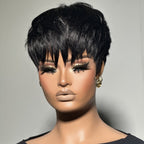 Elle Vane Put On & Go Natural Black Short Pixie Cut Wig With Bangs