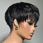 Elle Vane Put On & Go Natural Black Short Pixie Cut Wig With Bangs