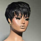 Elle Vane Put On & Go Natural Black Short Pixie Cut Wig With Bangs