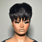 Elle Vane Put On & Go Natural Black Short Pixie Cut Wig With Bangs