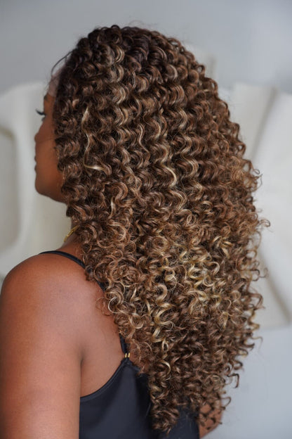 Ombre Dark Golden Blonde 13x4 Curly Wig