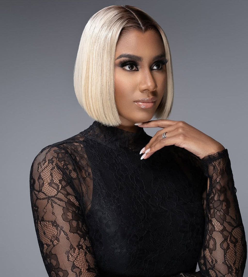 Short Ombre Light Blonde Silky Bob 13x4 Lace Front Wig