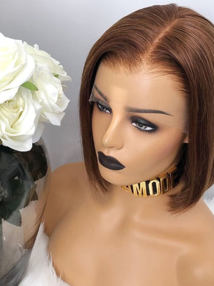 Elle Vane Gradient Brown Straight Bob 13x4 Lace Front Human Hair Wig