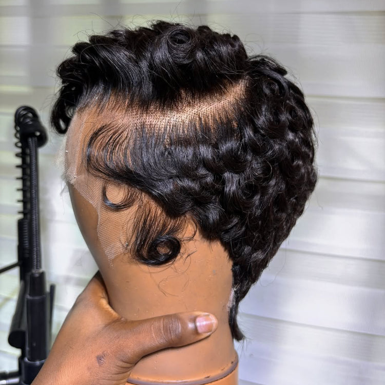 Elle Vane Finger Wave Short Pixie Human Hair Wig