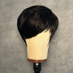 Elle Vane Put On & Go Glueless Black Side Bangs Pixie Cut Wig