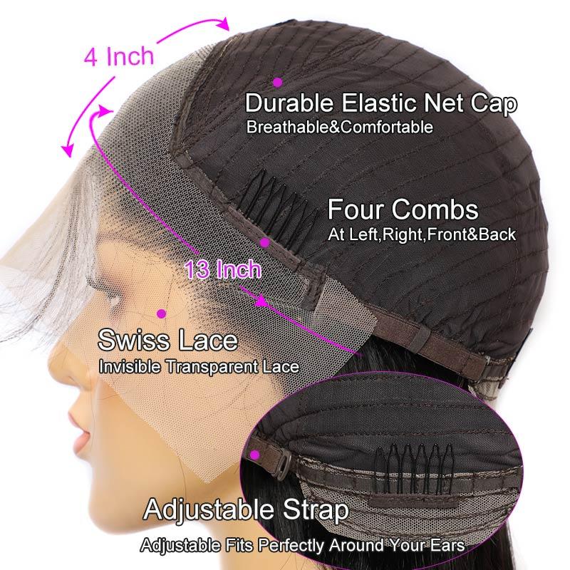 13x4 lace Brown Wig Human Hair Short Bob Wig Straight Hairstyle Colored Bob Wig