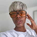 Ash Grey Layered Pixie Cut Glueless Human Hair Wig With Bangs