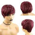 Layered Pixie Cut Bob Wig With Bangs 180% Density Glueless Human Hair