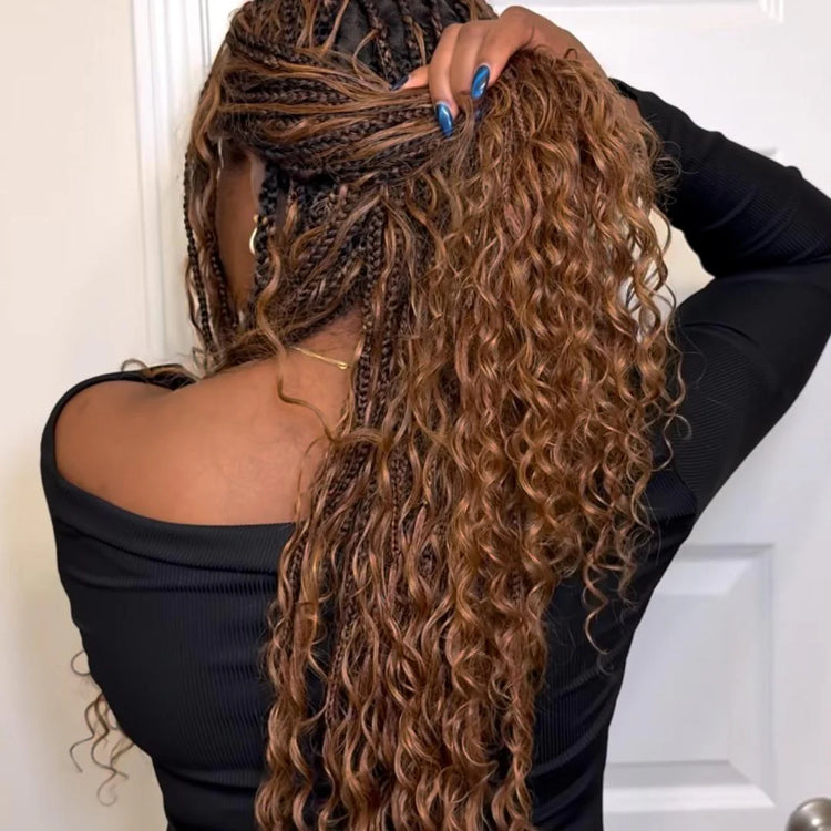 Elle Vane Full Lace Knotless Boho Curls Braided Invisi Drawstring Wig
