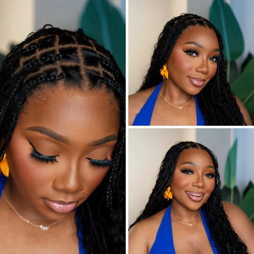 Elle Vane Full Lace Knotless Boho Curls Braided Invisi Drawstring Wig