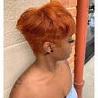 Layered Pixie Cut Bob Wig With Bangs 180% Density Glueless Human Hair