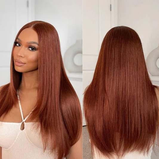 Glueless Layered Cut Reddish Brown 5x5/13x4 Lace Front Wig Stylish Layered Straight Wigs