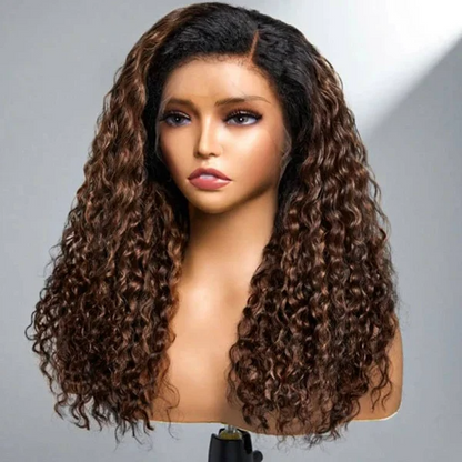 4C Edges Ombre Brown Deep Wave 13x4 Lace Front Wig