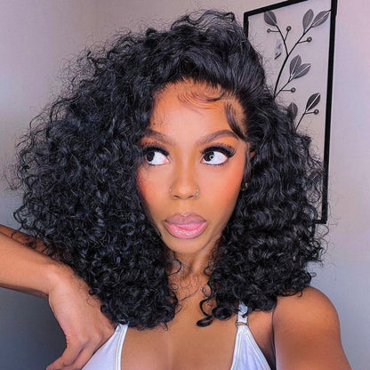 13x4 Lace Front Wig 180% Hair Density Curly Bob Wigs