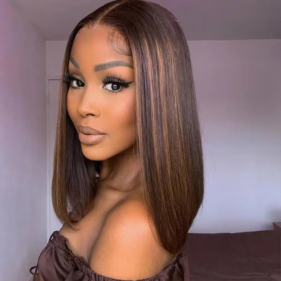 Elle Vane Glueless 5×5 Lace Ombre Highlight Straight Bob Wig