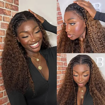 4C Edges Ombre Brown Deep Wave 13x4 Lace Front Wig