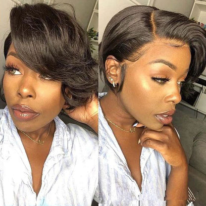 Short Pixie Wig Human Hair Short Wavy Hair 13x4 Bob Lace Front Wig