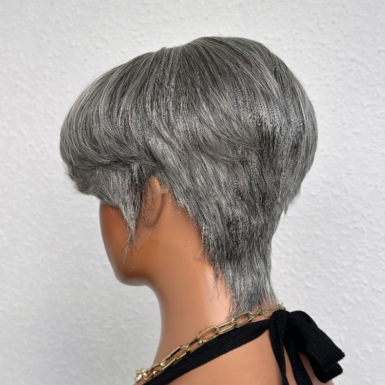 Elle Vane Ash Grey Short Pixie Cut 13x4 Lace Front Wig