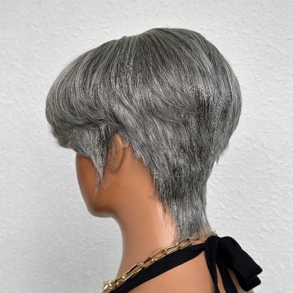 Elle Vane Ash Grey Short Pixie Cut 13x4 Lace Front Wig