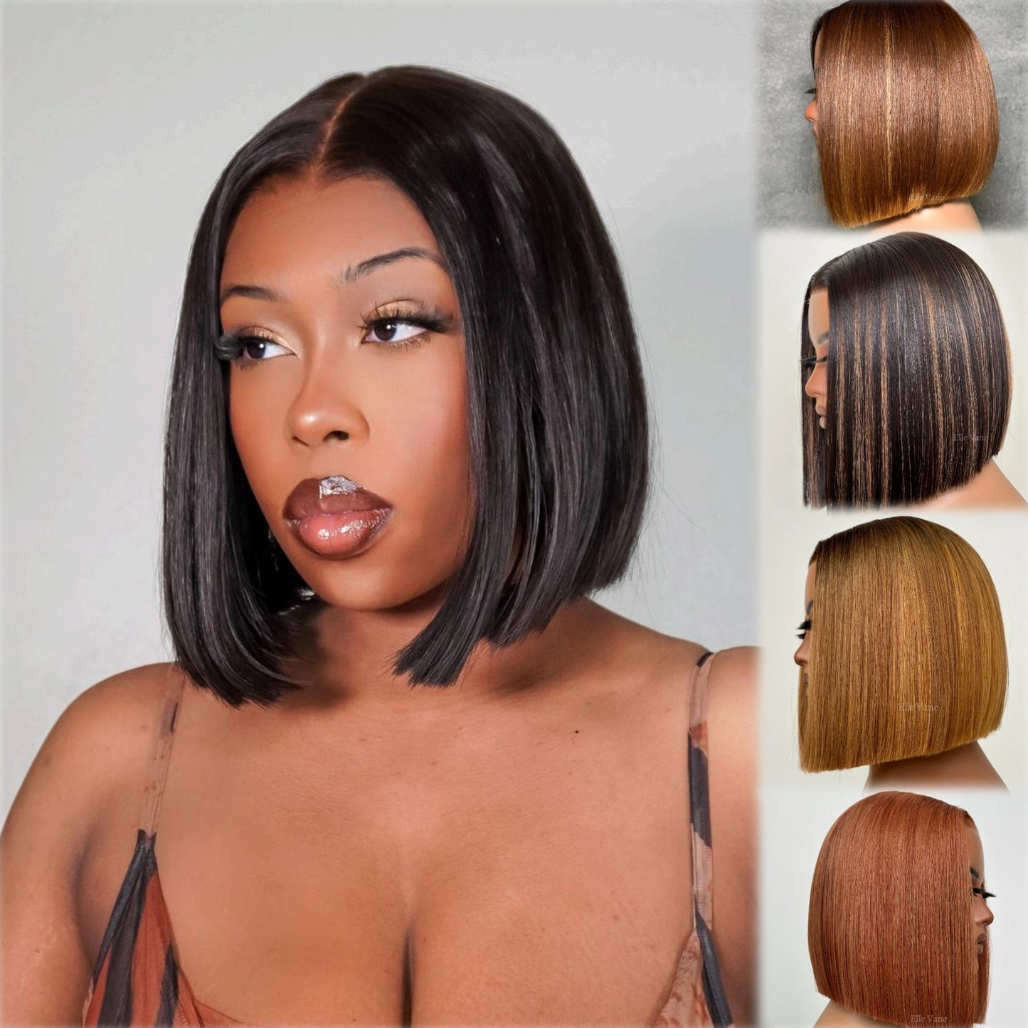 Elle Vane Adjustable Cap Virgin Hair Straight Bob HD Lace Wig