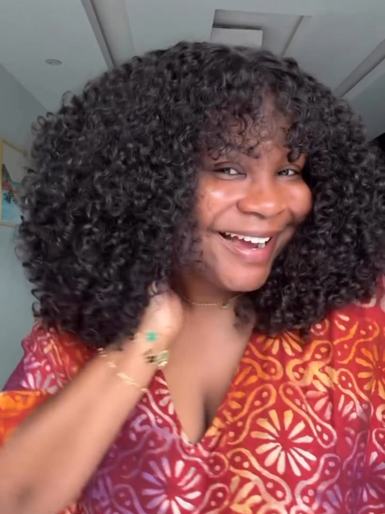 Elle Vane Put on & Go Glueless Kinky Curly 5x5 Lace Closure Wig With Bangs
