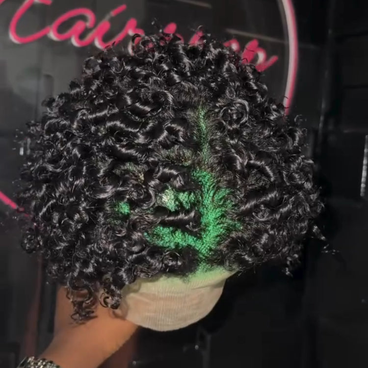 Elle Vane Full Lace Curly Short Pixie Human Hair Wig