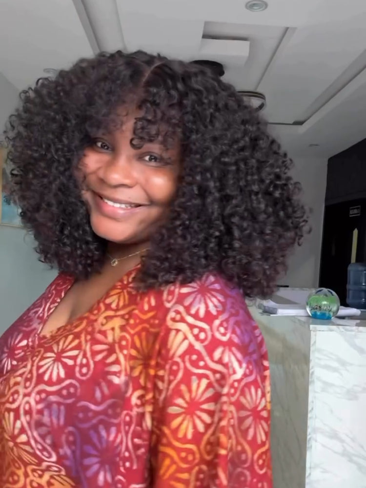 Elle Vane Put on & Go Glueless Kinky Curly 5x5 Lace Closure Wig With Bangs