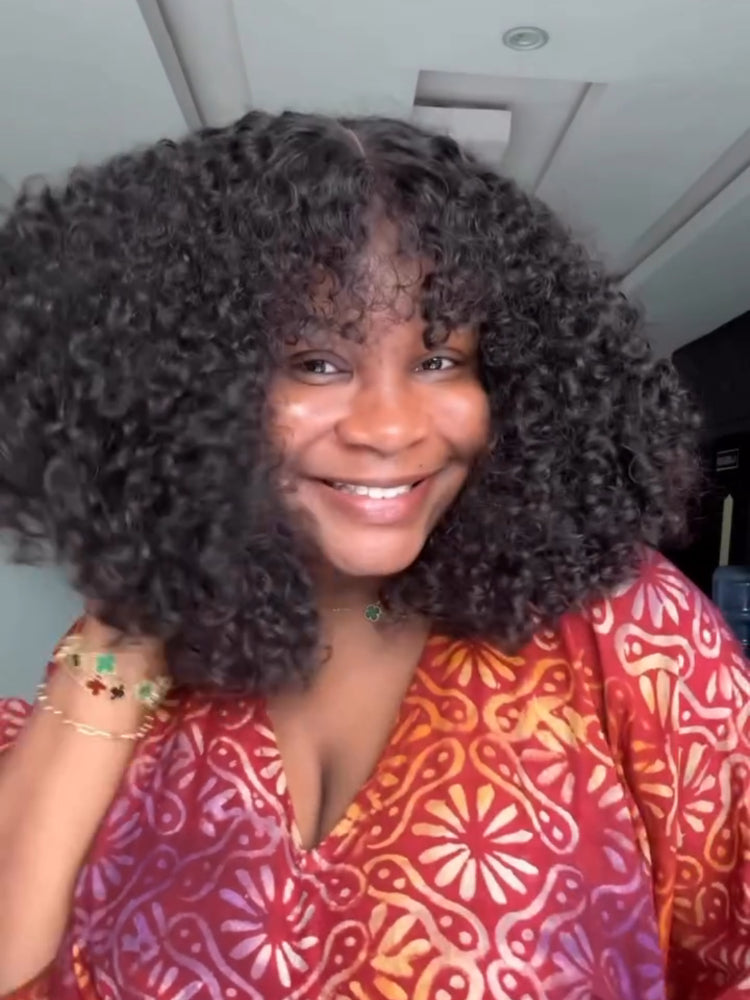 Elle Vane Put on & Go Glueless Kinky Curly 5x5 Lace Closure Wig With Bangs