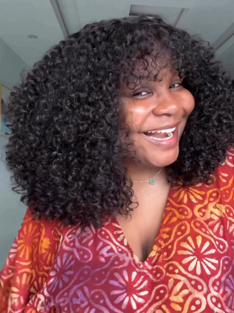 Elle Vane Put on & Go Glueless Kinky Curly 5x5 Lace Closure Wig With Bangs
