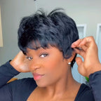 Elle Vane Put On & Go Short Pixie Cut 5x5 Lace Closure Wig With Bangs