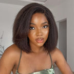 5x5 Kinky Straight 4C Kinky Edges Pre Cut Lace Short Bob Wig