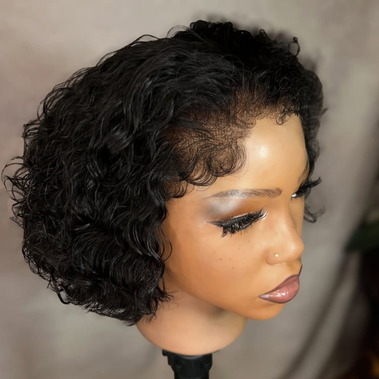 Elle Vane Kinky Edges 13x4 Lace Frontal Curly Bob Wig