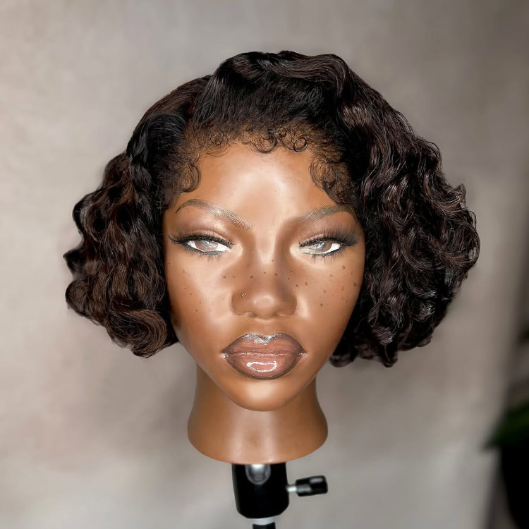 Elle Vane Kinky Edges 13x4 Lace Frontal Curly Bob Wig