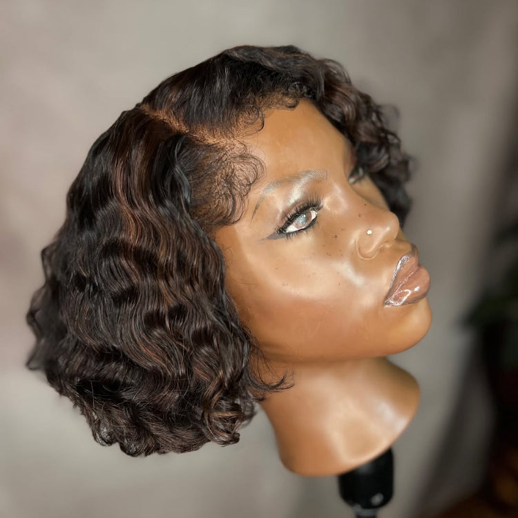 Elle Vane Kinky Edges 13x4 Lace Frontal Curly Bob Wig