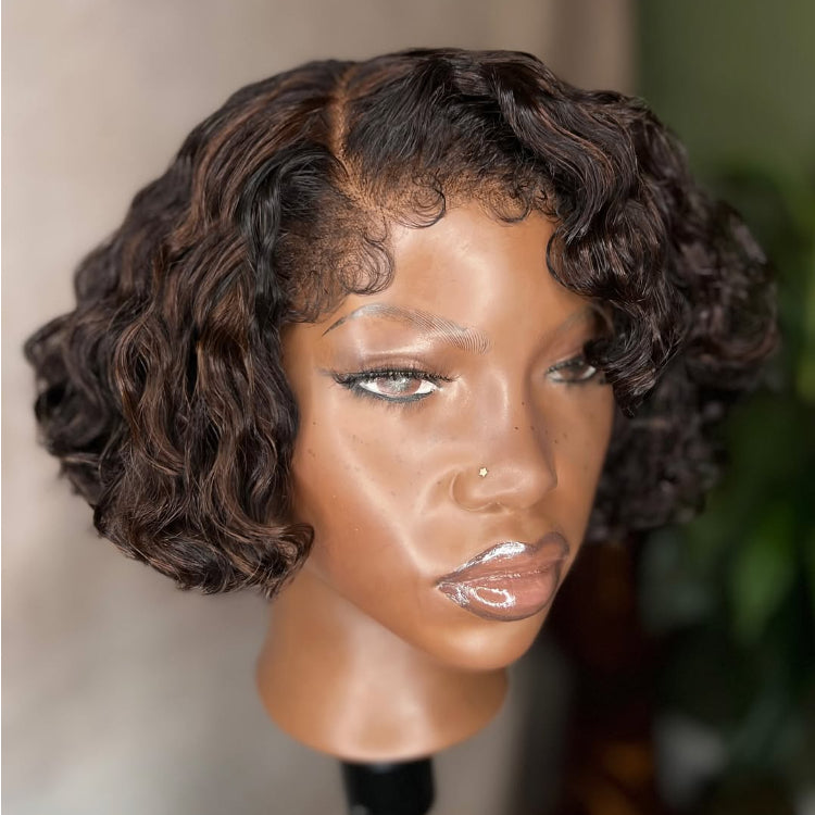 Elle Vane Kinky Edges 13x4 Lace Frontal Curly Bob Wig