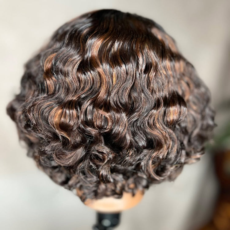 Elle Vane Kinky Edges 13x4 Lace Frontal Curly Bob Wig