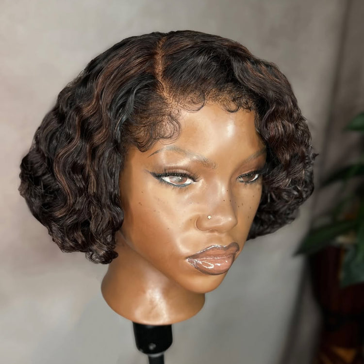 Elle Vane Kinky Edges 13x4 Lace Frontal Curly Bob Wig