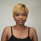 Elle Vane Blonde Highlights with Bottom Brown Short Pixie Cut Wig With Bangs