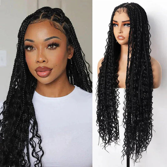 Elle Vane Full Lace Knotless Boho Curls Braided Invisi Drawstring Wig