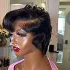 13x4 Lace Front Pixie Cut Wig Side Part 180% Density Human Hair