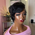 13x4 Lace Front Pixie Cut Wig Side Part 180% Density Human Hair