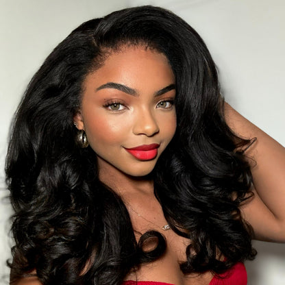 Side Part Wavy With Kinky Edges 13x4 Lace Front Wig