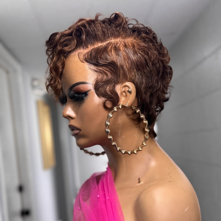 Elle Vane Side Bang Curls Full Lace Short Pixie Cut Wig