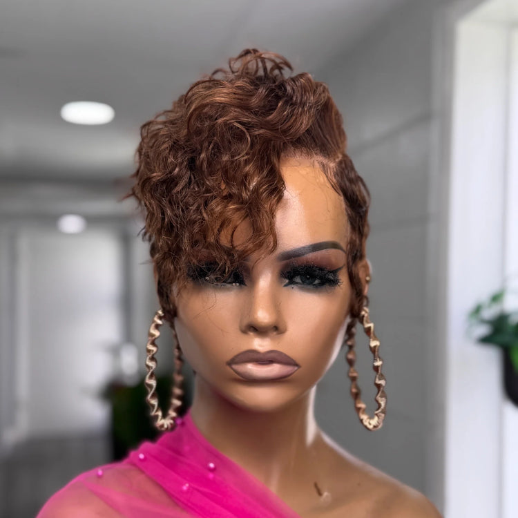 Elle Vane Side Bang Curls Full Lace Short Pixie Cut Wig
