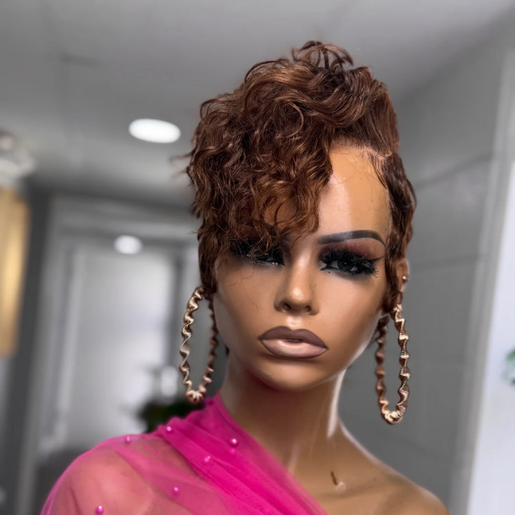 Elle Vane Side Bang Curls Full Lace Short Pixie Cut Wig