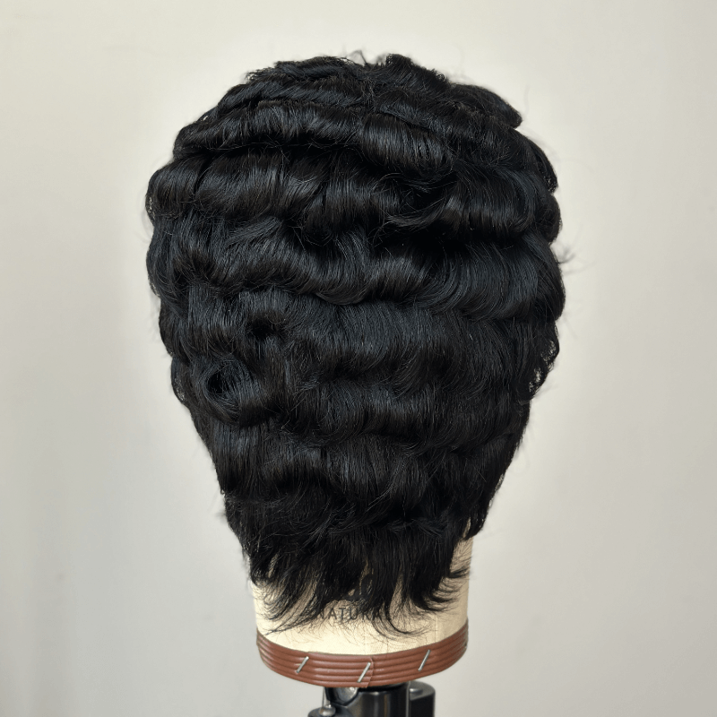 Elle Vane Full Lace Finger Wave Short Pixie Human Hair Wig