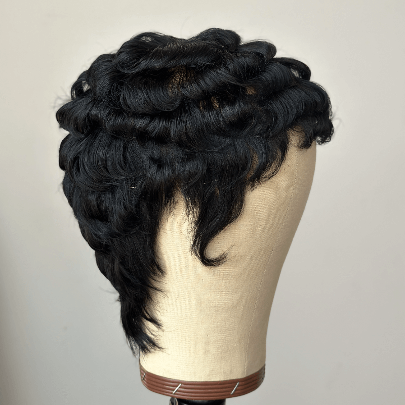 Elle Vane Full Lace Finger Wave Short Pixie Human Hair Wig