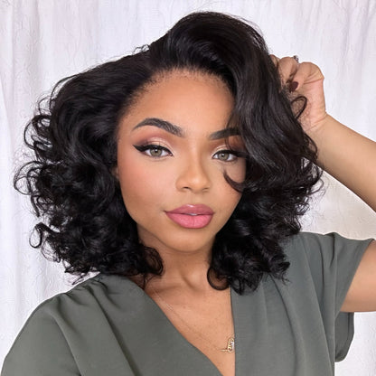 Short Layered Bouncy Curly With Kinky Edges HD Lace Wig