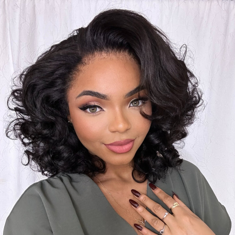 Short Layered Bouncy Curly With Kinky Edges HD Lace Wig